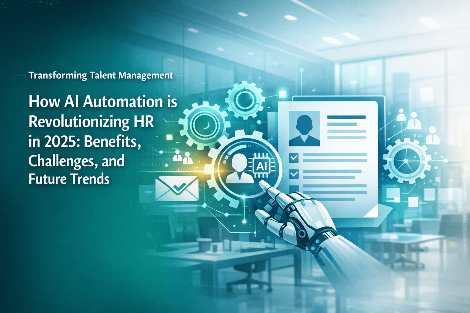 AI-powered dashboard analyzing HR data in a modern office setting