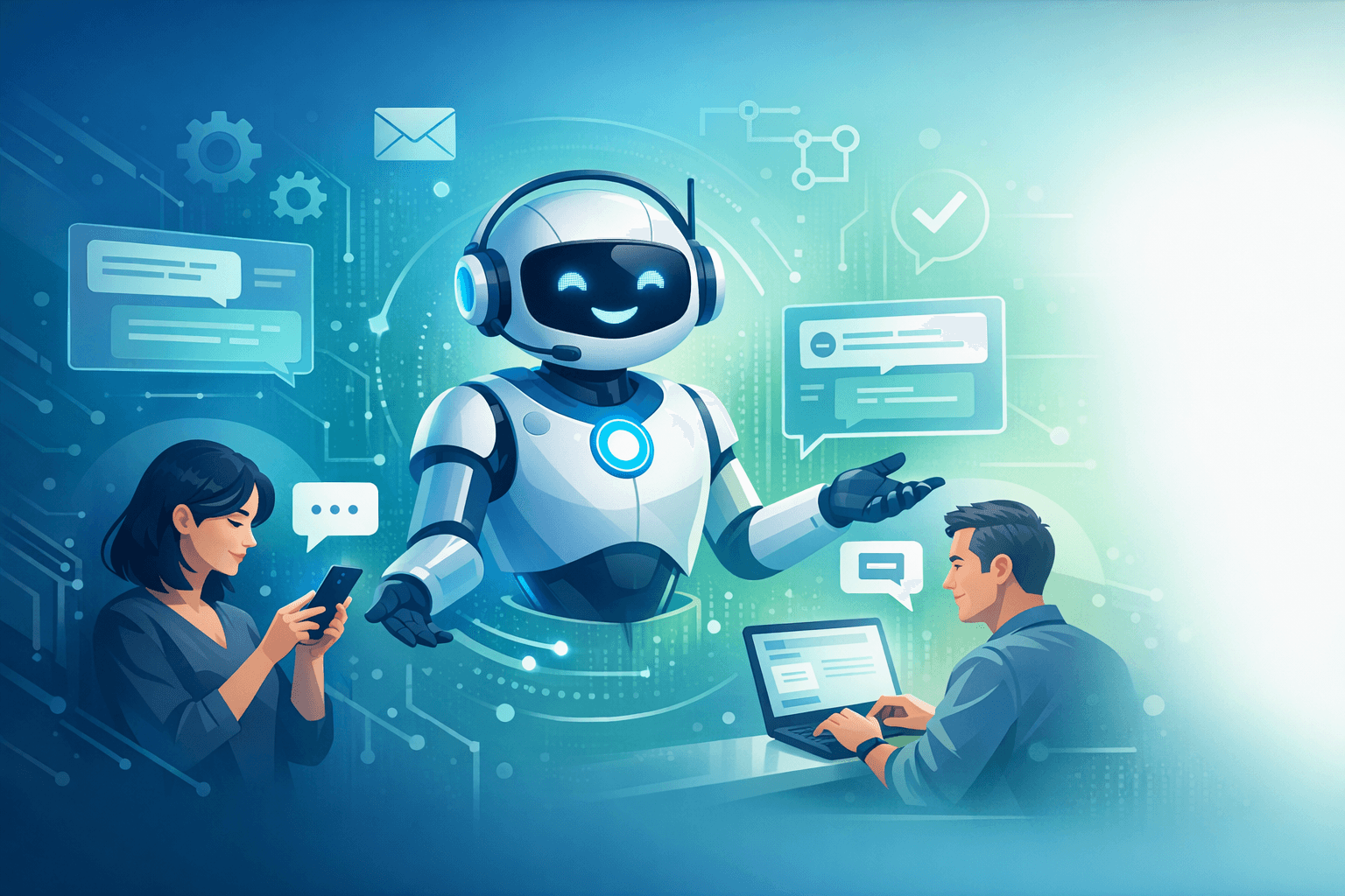 Automated chatbot assisting customers online