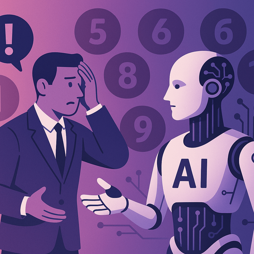 A futuristic, minimalistic image in blue-purple and cyan-magenta gradients showing AI chatbots interacting with abstract business environments—neural networks, data grids, and digital workspaces—symbolizing productivity in small businesses.