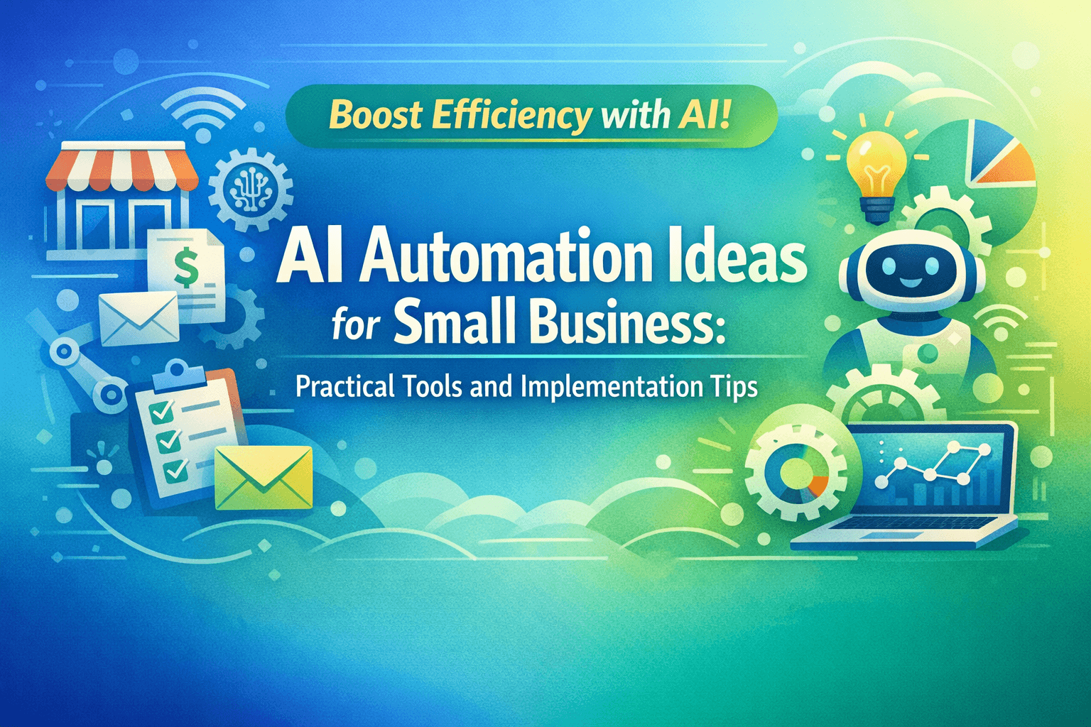 Small business owner using AI automation tools on a laptop