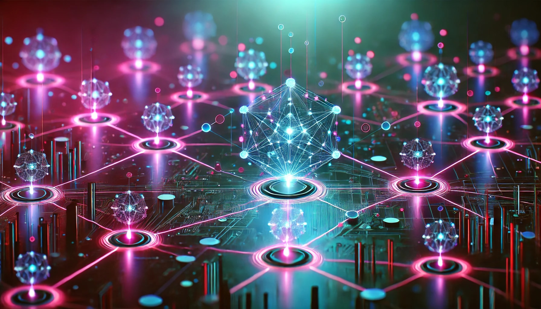 Illustration depicting federated learning architecture with devices collaboratively training a shared AI model